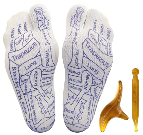 BIRDDIE Chaussettes de Massage des Zones Réflexologiques du Pied | Marqueurs de points d'acupuncture associés à des outils de massage ; fabriqués dans un matériau élastique et respirant