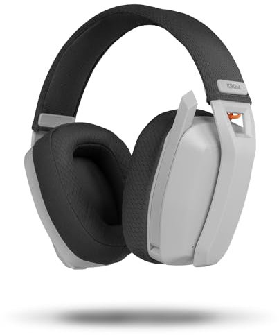 KROM Kanji - Auriculares inalámbricos, Conexión Bluetooth 5.3, 2,4Ghz o USB, Altavoces 40mm, Control Volumen y micrófono Integrado, Diadema Ajustable y Ligera, Blanco