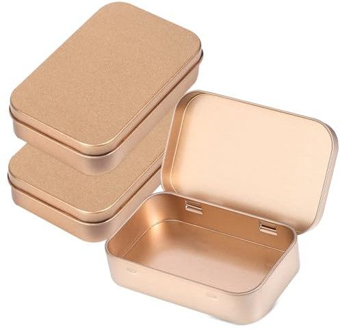 Vikrami lighting 3-Pack Tin Box Candy Key Earrings Coin Metal Storage Box Small Portable Iron Box Metal Empty Hinged Tins Storage Boxes (Rose Gold)