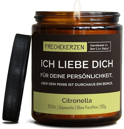 Lustige Citronella Kerze mit Spruch zum Jahrestag für Ihn | Handgemacht aus Sojawachs | In Geschenkbox | Nachhaltiges Valentinsgeschenk | Geburtstag Ehe Mann Freund Verlobten Partner