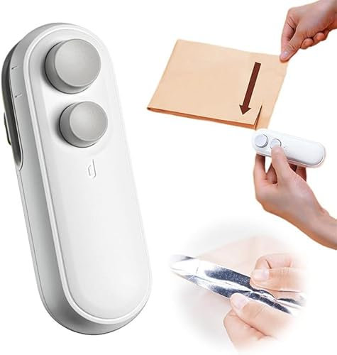 Mini Portable Vacuum Food Sealer - Heat Seal Plastic & Snack Bags (White)