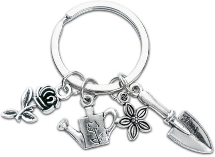 Cadeau de jardinier pour les amateurs de plantes, maman, sœur, anniversaire, Noël pour jardiniers, cadeaux de jardin pour femme, petite amie, cadeau pour femme, homme, porte-clés de jardin, Argenté.,