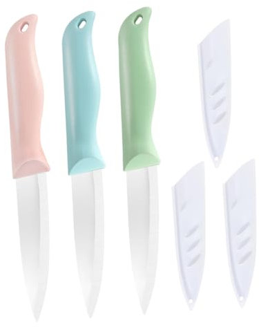 PAMINGONO 3 Stück Keramikmesser Obst Und Gemüsehobel Mit Aufhängeloch Bruch Und Verformungsbeständig Mit Schutzhülle Für Weiches Gemüse Und Obst Küchenmesser Für Haushalt Und Party