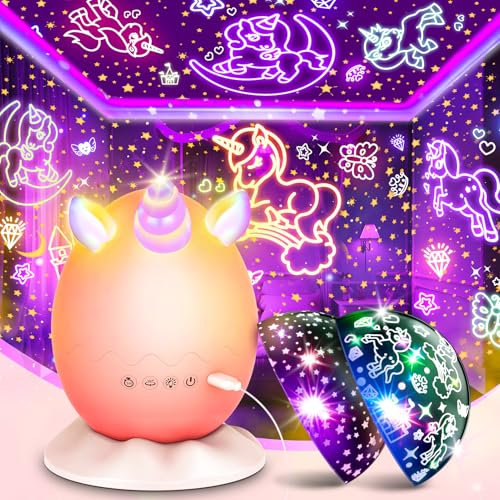 Einhorn Geschenke für Mädchen 2 3 4 5 6 7 8 Jahre, Sternenhimmel Projektor Kinder Lampe Einhorn Spielzeug ab 3-9 Jahre Mädchen Projektor Kinder Nachtlicht Mädchen Geschenke Geburtstag