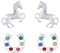 FIVE-D Ohrstecker Ohrringe Pferd Pony Galopp 925 Silber (Pferd-Hufeisen bunt)