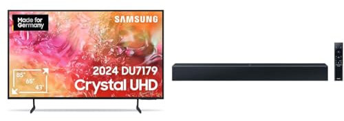 Samsung Crystal UHD 4K DU7179 TV 85 Zoll, Smart TV, Deutsches Model mit HW-C410G Soundbar inkl. integriertem Subwoofer