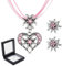 CPJJ 3 Stück Trachtenschmuck Set mit Vintage Herzanhänger und Edelweiß Ohrstecker für Damen in Rosa - Traditioneller Dirndl Schmuck