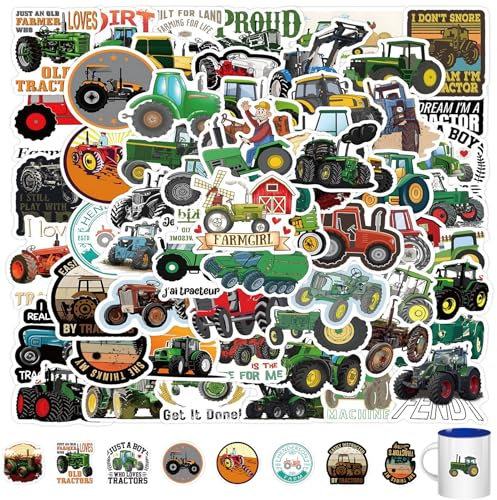 Bagger Sticker 50 Stück Set, Kinder Stickers, Traktor Sticker, Sticker Traktor, Aesthetic Aufkleber, Fahrzeug Belohnungssticker für Mitgebsel Kindergeburtstag Gastgeschenke Party, 4-8cm