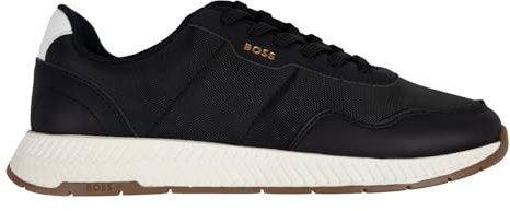 BOSS Herren Freizeitschuh Schnürschuh Turnschuh Halbschuh Sneaker Titanium_Runn, Farbe:Schwarz, Schuhgröße:EUR 44, Artikel:-001 Black