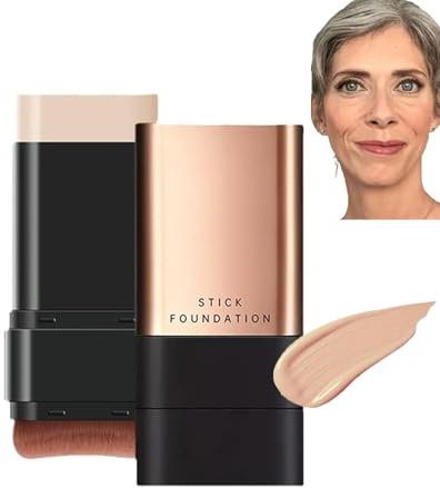 2 in 1- Luxury Anti-Wrinkle Foudation Stick, Instant Concealing Foundation Stick with Built-in Brush, Synthetic Foundation Stick (Natural)