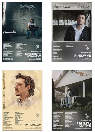 SPPEOUKJ Morgan Wallen Poster, Albumcover, limitierte Auflage, ungerahmt, 20 x 30 cm, Leinwandposter, Wandkunst, Dekordruck, Gemälde für Wohnzimmer, Schlafzimmer, Dekoration, 4 Stück