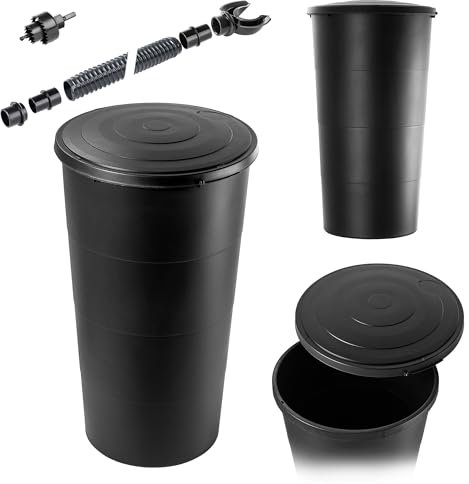KADAX Regenfass 200L, Regentonne mit Deckel, Regenwassertonne aus Kunststoff, Regenwassertank 200 Liter, Regenwasserbehälter, Wassertonne (Anthrazit)