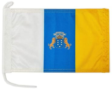 Premium-Kanarische Inseln Bootsflagge 20 x 30 cm. Stoffgewicht – bedruckt, robust mit Strick und Schlaufe nautisch Flagge von, 20 x 30 cm (Kanarische Inseln)