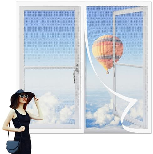 Zanzariera Magnetica per Finestre Fai da Te 220 x 280 cm Tenda Anti Zanzare Maglia Fine Magnete Potente per Porte Premium Portafinestra, Bianco
