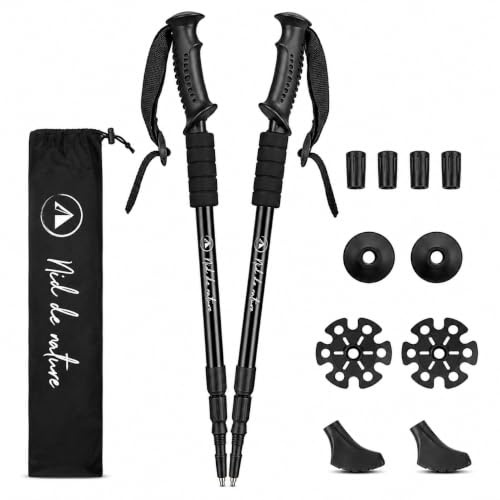 Nid de nature Bâtons de randonnée : Paire télescopique en Fibre de Carbone, Canne rétractable réglable Homme Femmes, Accessoire Pliable Nordique, Accessoires Trail bâton de Marche Polyvalent