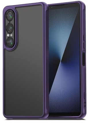 Qiinogow Ultradünne Handyhülle für Sony Xperia 1 VII, Violett | Transluzente Mattierte Hülle, Stoßfest Kratzfest, Fingerabdruckresistent, Hybrid-hülle aus TPU und PC