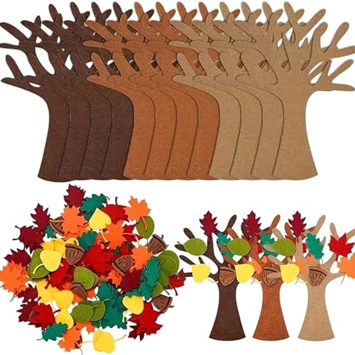 Honfitat DIY Filz Baum Bastelset, 96 Stück Herbst Dekorationen für Zuhause, Party, Wanddekoration