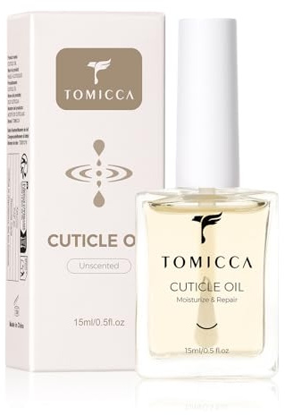 TOMICCA 15ml Fragrance-Free Cuticle Oil, with Grapeseed Jojoba & Vitamin E for Dry Brittle Cuticles, Brush Head Design – Softens & Nourishes Rough Nails, Vegan