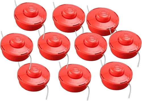 ARATERVIO 10PCS Fadenkopf Rasentrimmer Ersatzspule M10x1.25 Nylonfaden Doppelfadenkopf Spule Motorsense Trimmerfaden Rasentrimmerzubehör Fäden Garten Zubehör Elektro Gartengeräte