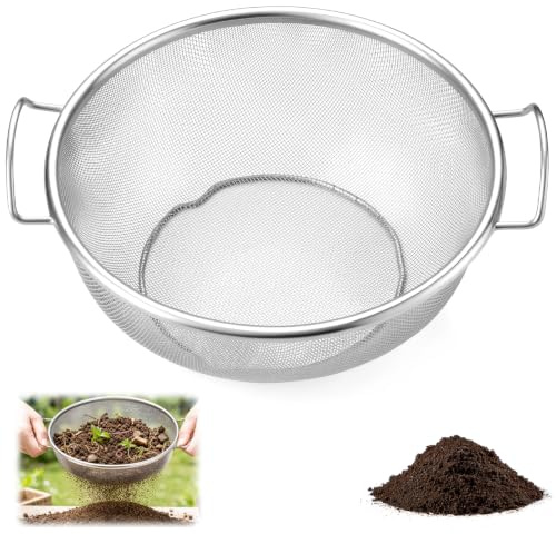 Zourglow Garden Soil Sieve, Stainless Steel Garden Riddle Ø 1 mm