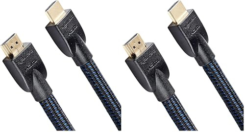 Amazon Basics Cable HDMI trenzado - 7.6 m, Negro (Paquete de 2)