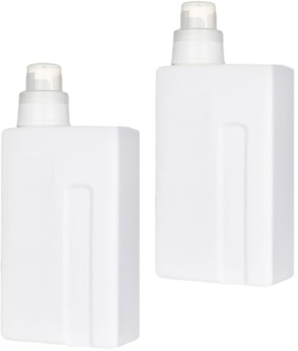 Toyvian Contenant Lessive Liquide Blanc 2pcs en Pe, Flacon Rechargeable Portable et Polyvalent pour Maison et Hôtel, Bouteilles Vides Réutilisables de 1000ml
