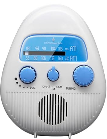 Duschradio Kleiner Radio mit Fm Empfänger aus Abs, Weiß | Kompaktes Design, Integrierter Lautsprecher, Geeignet für Bad und Dusche
