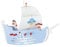 Elobra Deckenlampe Piratenschiff Kinderzimmer Pendellampe Kinderlampe, Hellblau mit Segeln, Piraten und E27 Fassung für Jungen, 60 x 20 x 25 cm