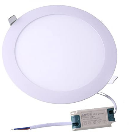 JANDEI – LED-Einbaudownlight, 15 W, 1200 Lumen, runde Form, Einbauloch Ø 170 mm, extra flach 17 mm Tiefe, neutralweiße Lichtfarbe 4200 K, inklusive Trafo