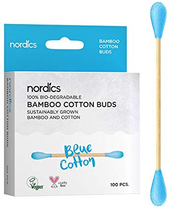 Nordics Organic Care Organic cosmetic sticks bamboo with organic cotton, blue, 40 g