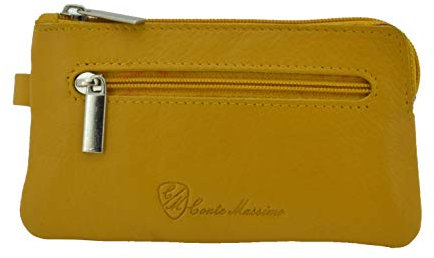 CONTE MASSIMO Portachiavi Per Uomo e Donna, Vera Pelle, 2 Tasche con Cerniera e Ganci, Con Scatola Regalo