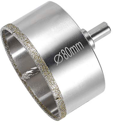 sourcing map Diamond Drill Bit 80mm Glass Hole Saw Core Drill Bit with Spotting Drill Bit for Ceramics Porcelain Tile Bottles Pots Brick