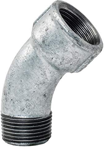 Bogen lang 1 1/2 45 Grad IG/AG - Fitting aus Temperguss feuerverzinkt - Formteil Nr.40