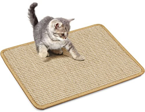 PETTOM Estera para Rascar el Gato, Afilador de uñas de sisal para Mascotas,Tabla de Rascar para Mascotas (30×40cm, marrón)