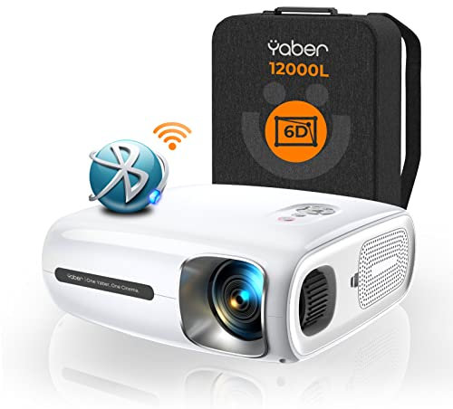 Vidéoprojecteur WiFi Bluetooth 25000 lumens YABER Pro V7 Full HD 1080P, Projecteur 4k Supporte 6D Correction Auto de la Distorsion Trapézoïdale et 4P/4D, Retroprojecteur pour Phone/PS5/TV Stick