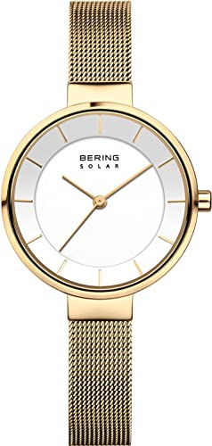 BERING Damen Uhr analog Quarz Solar mit Edelstahl Milanaisearmband 14631-324