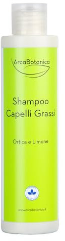 Arca Botanica - Shampoo Biologico per Capelli Grassi Ortica e Limone delicatamente riequilibrante e lucidante 200 ml