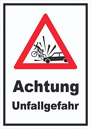 HB-Druck Auto und Fahrradfahrer Unfall Schild A4 (210x297mm)