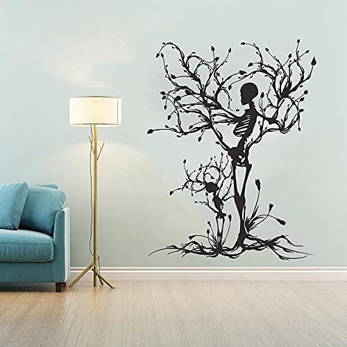 Gothic Wandtattoo Halloween Dekoration Schädel Kunst Baum Aufkleber Wohnzimmer Vinyl Wandkunst-57X59Cm