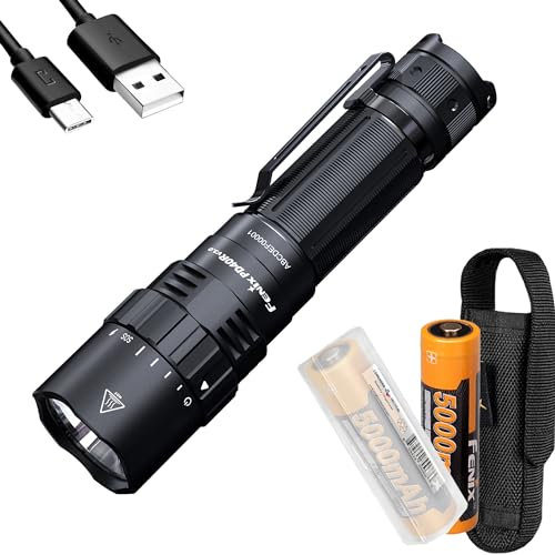 Fenix PD40R v2.0 - Linterna recargable USB-C de alto lúmenes, 3000 lúmenes con dos organizadores ARB-L21-5000 y LumenTac