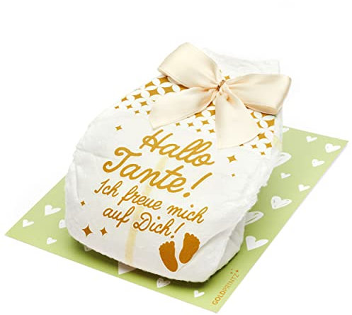 goldprintz I Du wirst Tante Geschenk I Goldig bedruckte Windel-Postkarte I Schwangerschaft verkünden I Wir bekommen ein Baby verkünden I Verkündung Schwangerschaft I Babynews