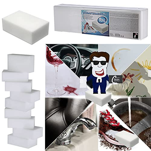 Schmutzradierer Agent Clean | Schwamm 10x weiß | wiederverwendbarer Reinigungsschwamm | XL Weiß Radierer 11x7x4cm | geeignet für Wand Sneaker Bad und mehr