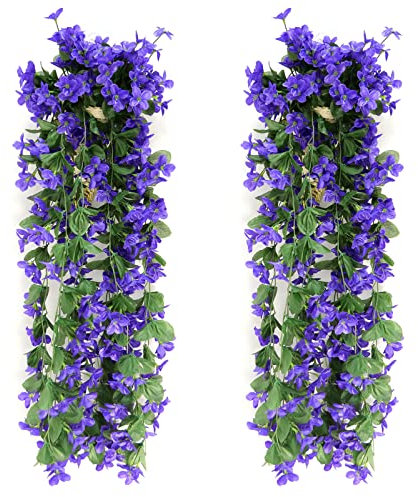 wocpvm 2 unids 70CM Planta Artificial Hiedra Artificial Flores Artificiales Exteriores para Oficina, Decoración del Hogar, Fiesta De Jardín En Casa, Boda Azul Oscuro