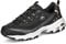 Skechers Damen D'Lites Ladies Night Sneaker, Black Duraleather Gold Trim, 41 EU
