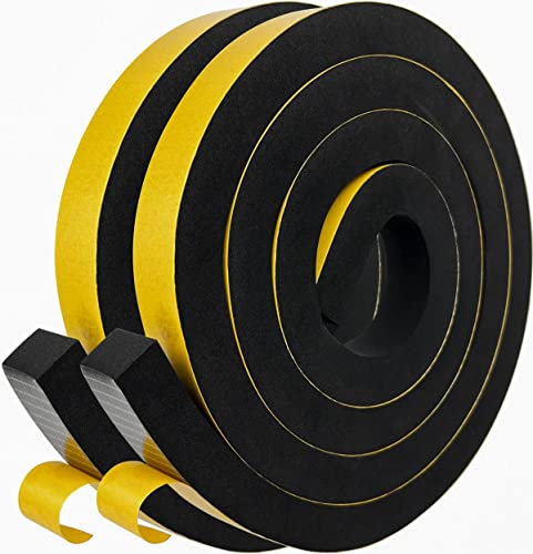 Palazen 4m Dichtungsband Selbstklebend für Türen Fenster 25mm(B) x20mm(D) Moosgummi Dichtband Türdichtung Fensterdichtung Zugluftstopper Schaumstoffband Abdichtung Schwarz [2 Rollen mit je 2m]