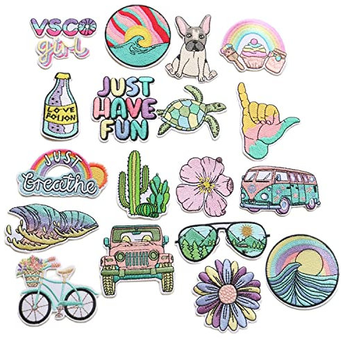 G-RUI 18 Stück/Set zum Aufbügeln, verschiedene bestickte Blumen-Patches für Kleidung, DIY, Bügelbilder, Applikationen für Rucksack, Abzeichen, Kleidung, Dekoration