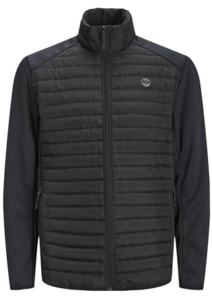 JACK&JONES PLUS Collier matelassé Jjemulti Veste Courte-pointée, Noir/détails : Manches doublées, XXXXXL Homme