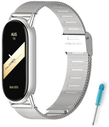 MIJOBS Armband Kompatibel mit Xiaomi Band 10/9/8, Edelstahl Metall Ersatzband für Mi Fit Band 9 Armband Schnellverschluss, Wasserdicht, Atmungsaktiv, Männer, Frauen