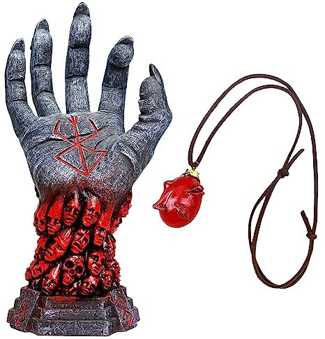 nezababycos Berserk Statue Figur Hand of God Merch Figur Anime Skelett Teufel Hand Ornament mit Behelit Halskette Zubehör Halloween Dekoration für Indoor Outdoor Home Collections (Hand)
