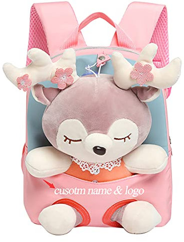 TopGlory Personalisierte Name Netter Kleinkind Rucksack, Mädchen Rucksack Puppe Gefülltes Tier Plüsch Rucksack Vor Kindergarten Geschenke